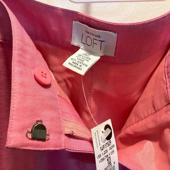 Ann Taylor Loft Woman Petite Size 10 Hot Pink Lined Linen Slacks - Picture 3 of 7